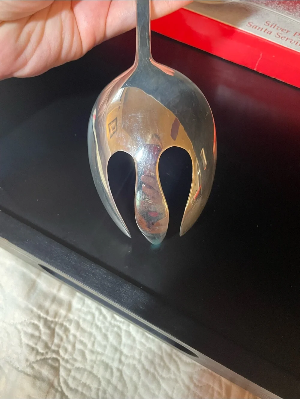 Silver-Plated Holiday Serving Fork with Ornate Handle
